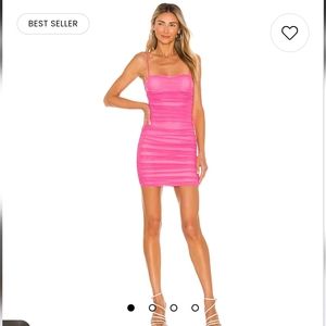 Emmie Mesh Mini Dress in Hot Pink Superdown